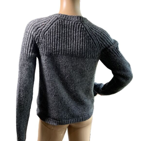 Banana Republic Grey Full-Zip Collarless Ribbed Knit Long Sleeve Sweater Size S - Picture 9 of 12